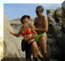 Azur men's thong swimwear (here in Neon Lime) as well as women's thong swimsuits all available exclusively from Brigitewear